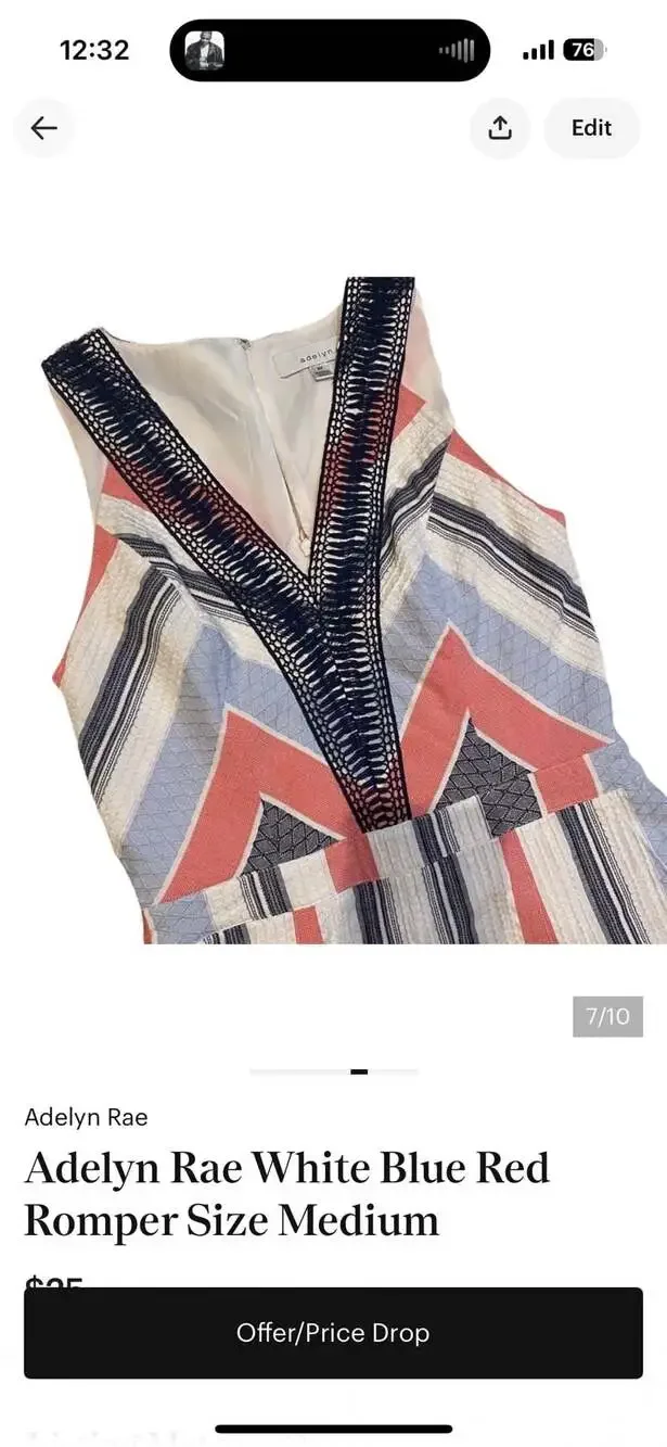 Adelyn Rae Striped Chevron Romper Size Medium - Picture 5 of 10